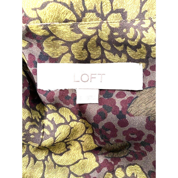 Loft - Colorful green & maroon long sleeve sheer blouse women's size Small - Picture 4 of 5